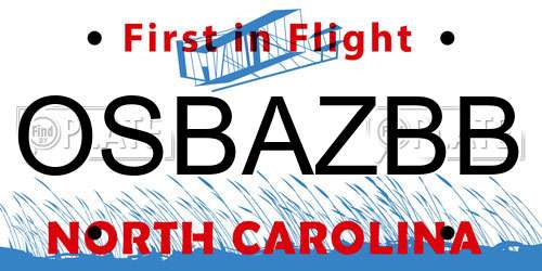 OSBAZBB North Carolina License Plate