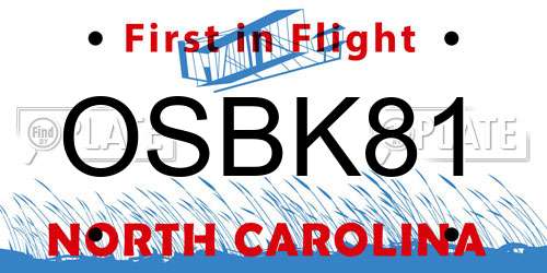 OSBK81 North Carolina License Plate