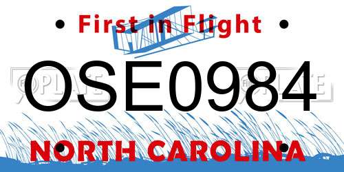 OSE0984 North Carolina License Plate