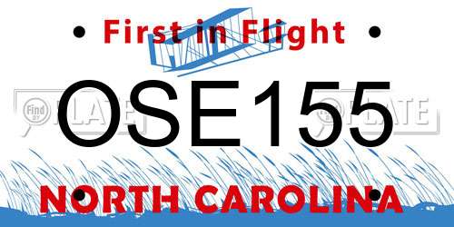 OSE155 North Carolina License Plate