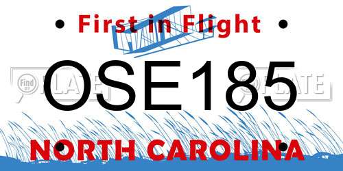 OSE185 North Carolina License Plate