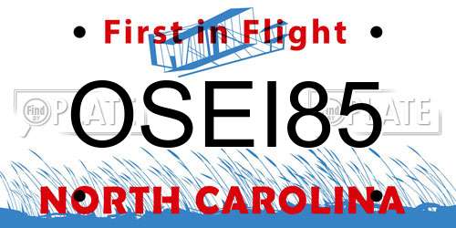 OSEI85 North Carolina License Plate