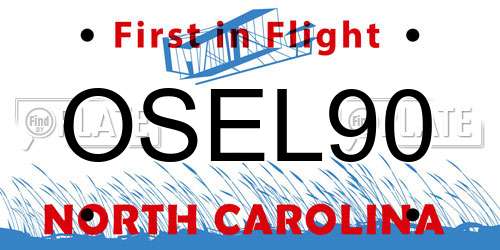 OSEL90 North Carolina License Plate