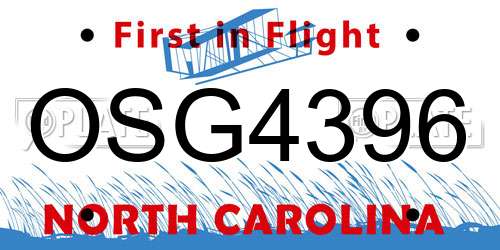 OSG4396 North Carolina License Plate