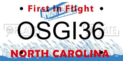 OSGI36 North Carolina License Plate