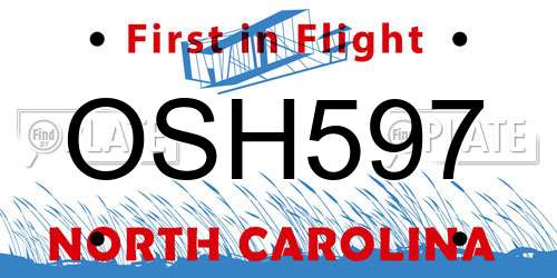 OSH597 North Carolina License Plate