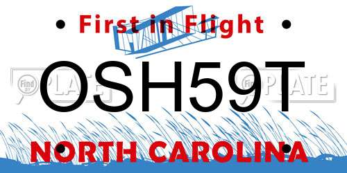 OSH59T North Carolina License Plate