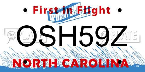OSH59Z North Carolina License Plate