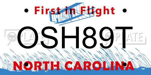 OSH89T North Carolina License Plate