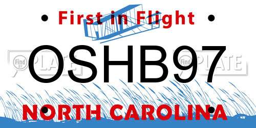 OSHB97 North Carolina License Plate