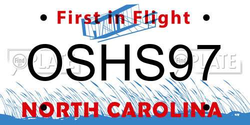 OSHS97 North Carolina License Plate
