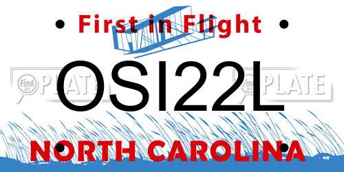 OSI22L North Carolina License Plate