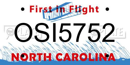 OSI5752 North Carolina License Plate