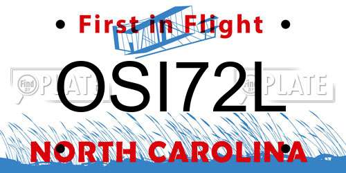 OSI72L North Carolina License Plate