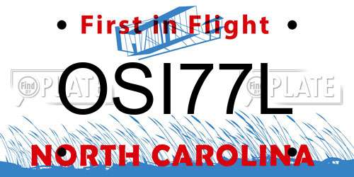 OSI77L North Carolina License Plate