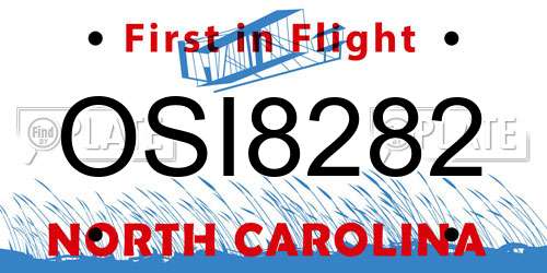 OSI8282 North Carolina License Plate
