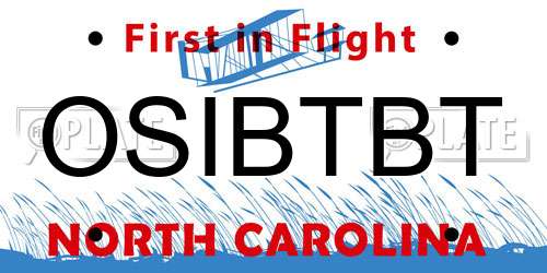 OSIBTBT North Carolina License Plate
