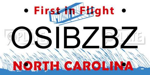 OSIBZBZ North Carolina License Plate