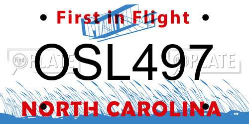 OSL497 North Carolina License Plate