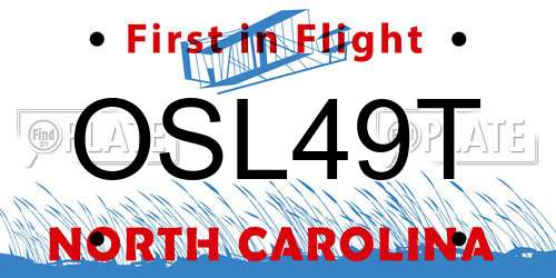 OSL49T North Carolina License Plate