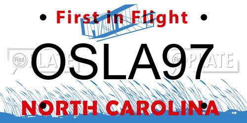 OSLA97 North Carolina License Plate
