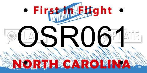 OSR061 North Carolina License Plate