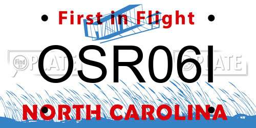 OSR06I North Carolina License Plate