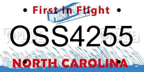 OSS4255 North Carolina License Plate