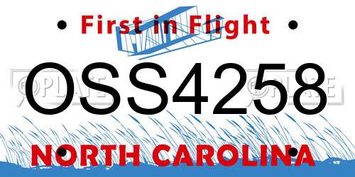OSS4258 North Carolina License Plate