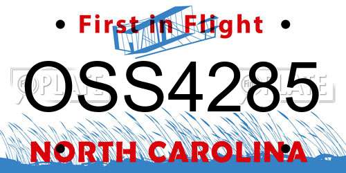 OSS4285 North Carolina License Plate