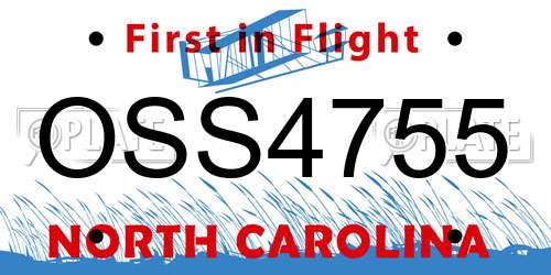 OSS4755 North Carolina License Plate