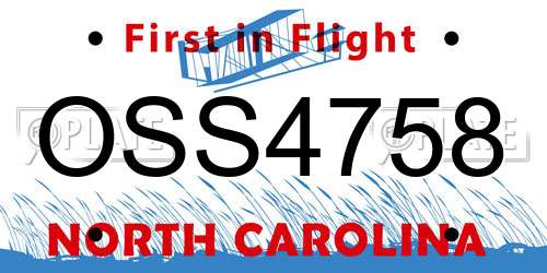 OSS4758 North Carolina License Plate