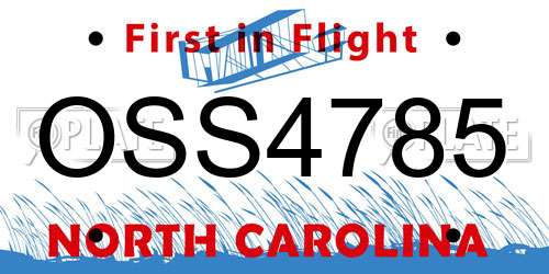 OSS4785 North Carolina License Plate