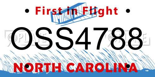 OSS4788 North Carolina License Plate