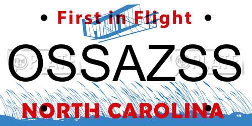 OSSAZSS North Carolina License Plate