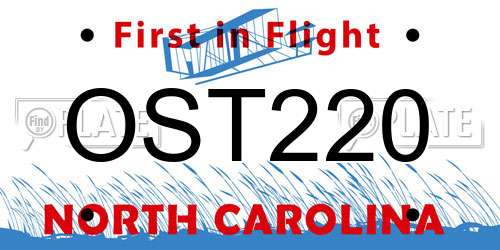 OST220 North Carolina License Plate