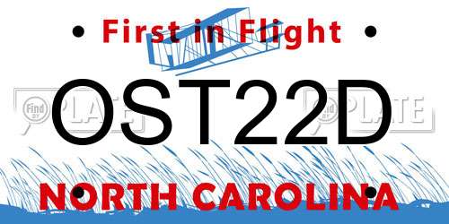 OST22D North Carolina License Plate
