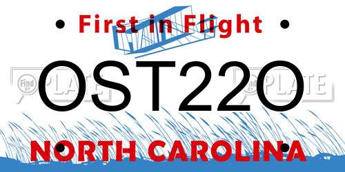 OST22O North Carolina License Plate