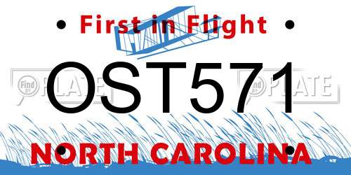 OST571 North Carolina License Plate