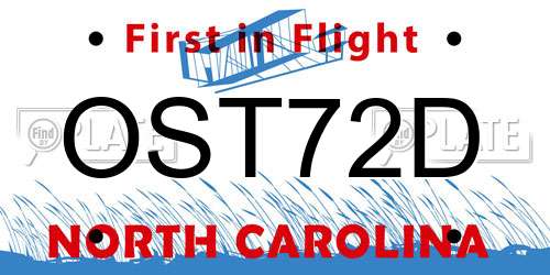 OST72D North Carolina License Plate