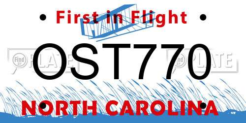 OST770 North Carolina License Plate
