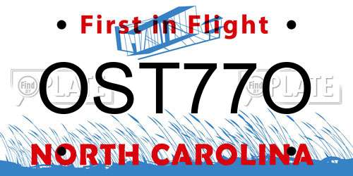 OST77O North Carolina License Plate