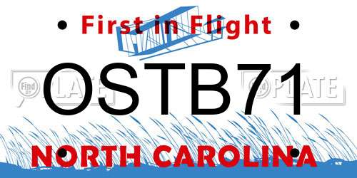 OSTB71 North Carolina License Plate