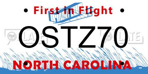 OSTZ70 North Carolina License Plate