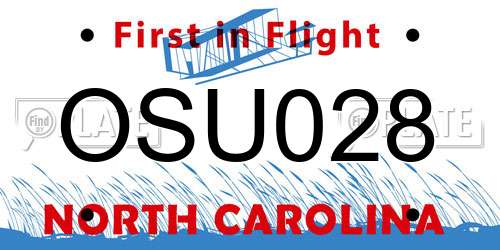 OSU028 North Carolina License Plate