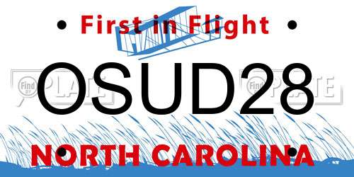 OSUD28 North Carolina License Plate