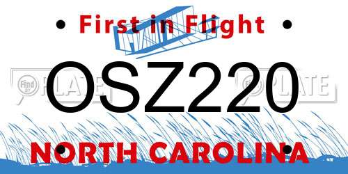 OSZ220 North Carolina License Plate