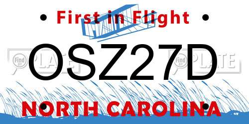 OSZ27D North Carolina License Plate