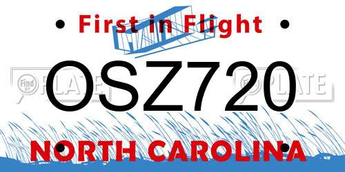 OSZ720 North Carolina License Plate