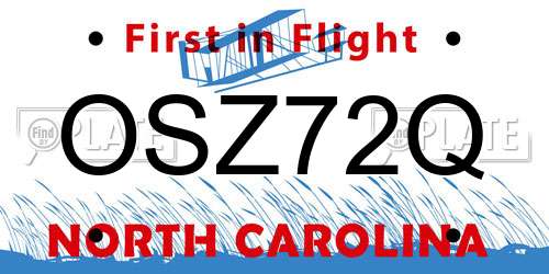 OSZ72Q North Carolina License Plate